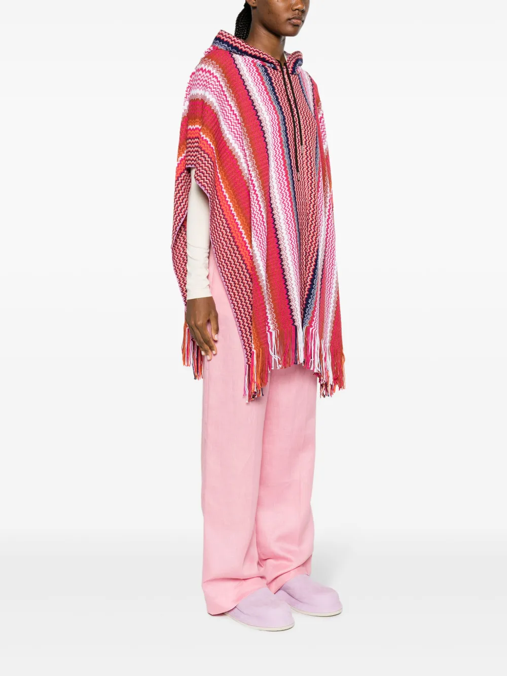 Missoni Poncho met capuchon Roze