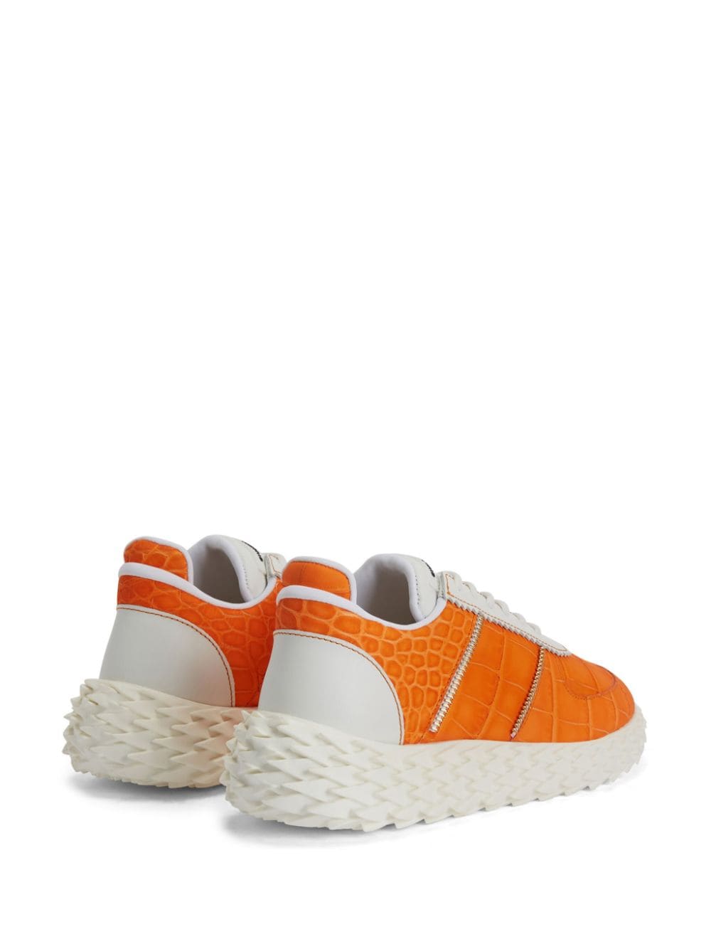 Shop Giuseppe Zanotti Urchin Crocodile-embossed Panelled Sneakers In Orange