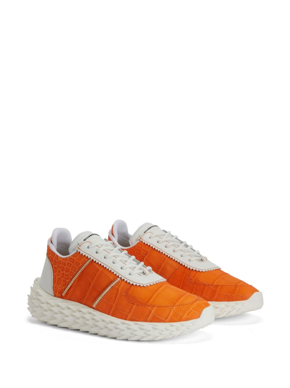 Giuseppe Zanotti Urchin sneakers met krokodillen-reliëf - Oranje