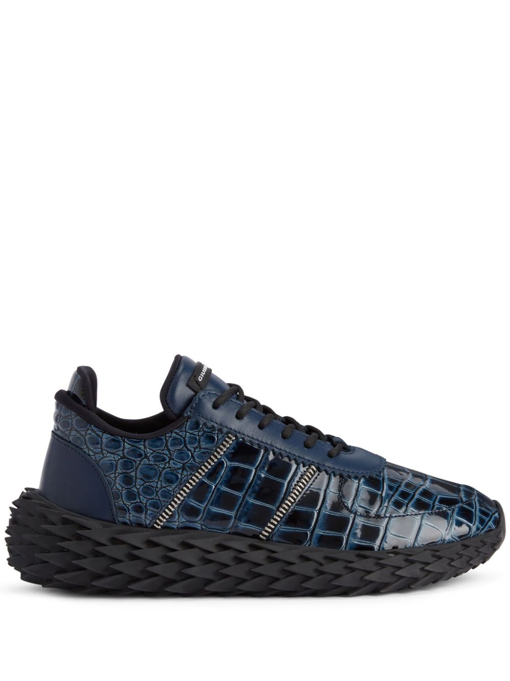 Giuseppe Zanotti Urchin Crocodile-embossed Panelled Sneakers In Blue