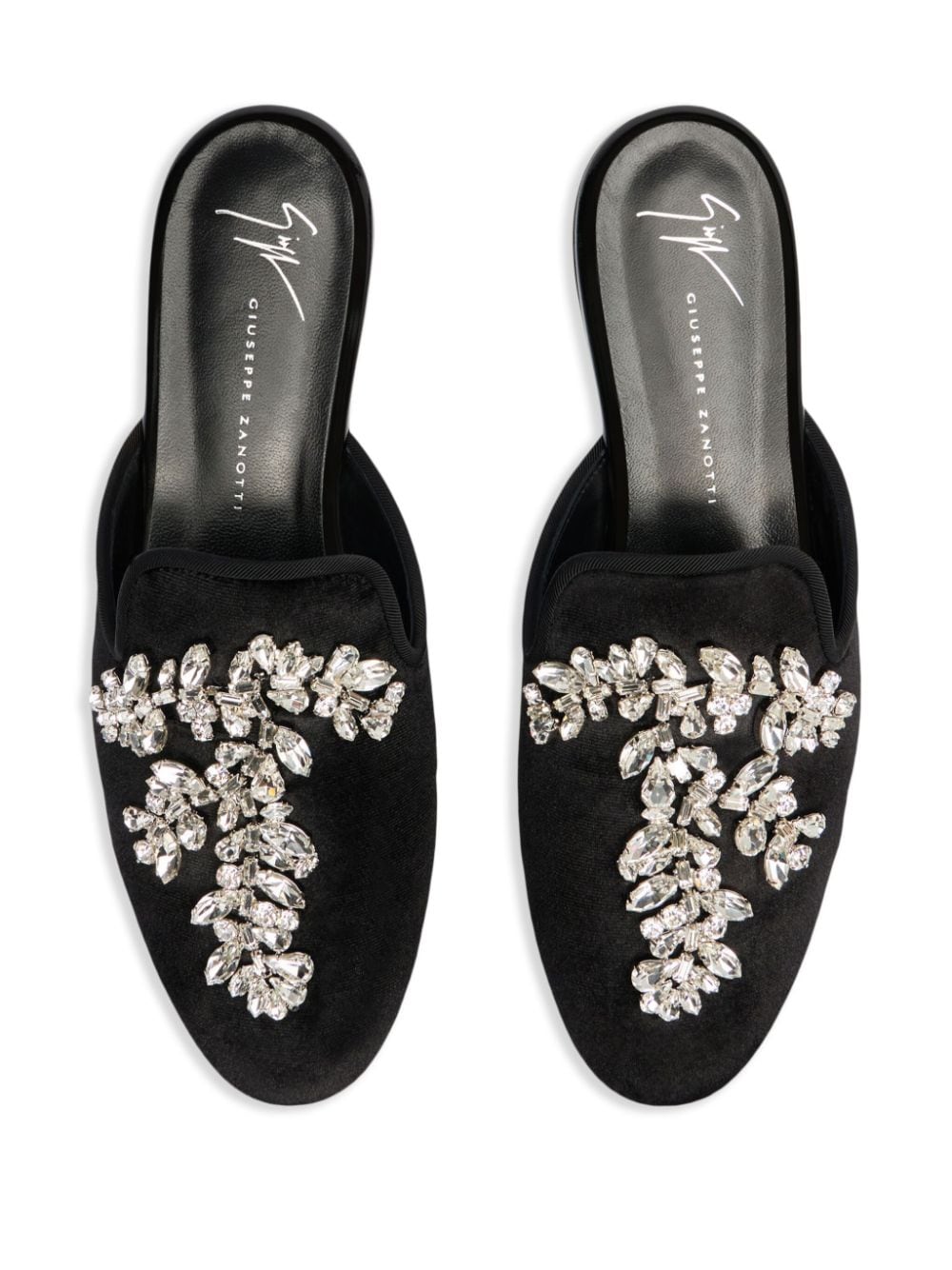 Shop Giuseppe Zanotti Elsa Crystal Velvet Mules In Black