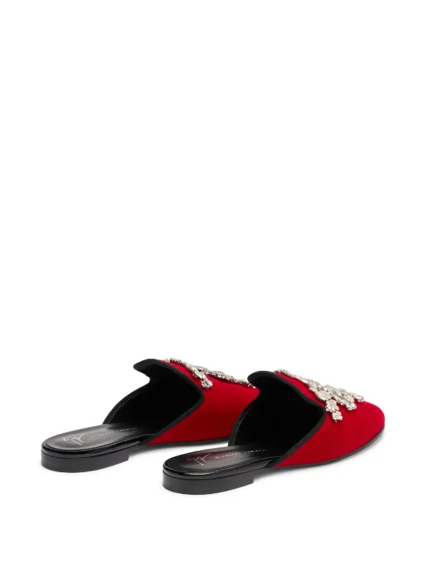 Giuseppe Zanotti ビジュー ミュール Giuseppe Zanotti Elsa ビジューミュール | レッド | FARFETCH JP