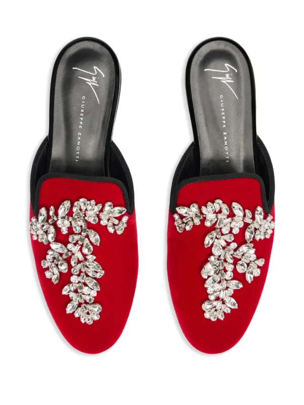 Giuseppe Zanotti ビジュー ミュール Giuseppe Zanotti Elsa ビジューミュール | レッド | FARFETCH JP