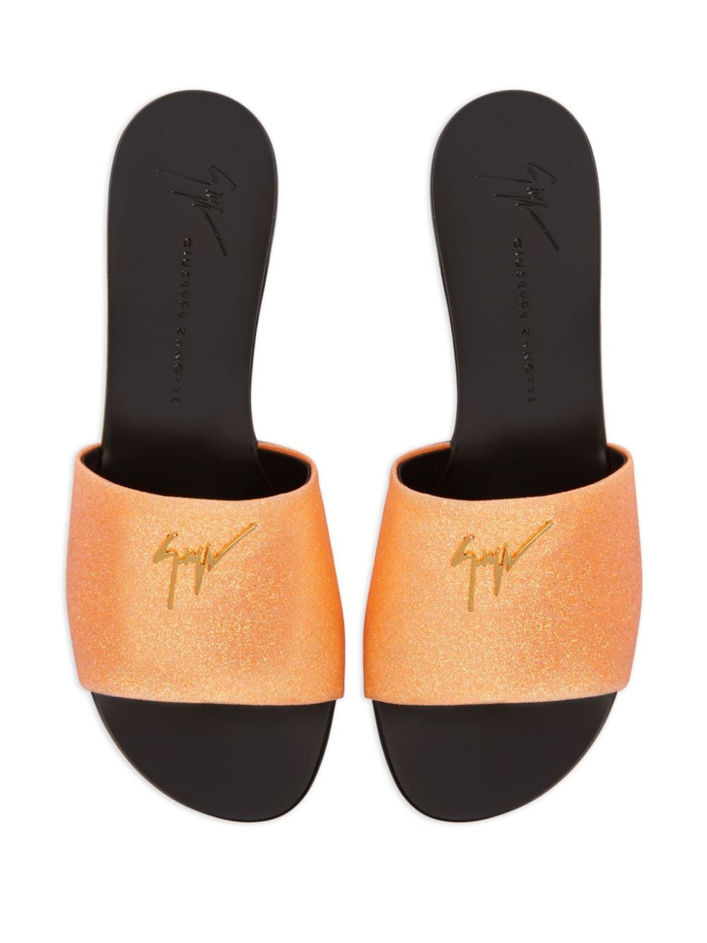 Shop Giuseppe Zanotti Shirley Glitter-embellished Slides In Orange