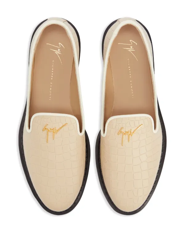 Giuseppe Zanotti Tim logo-lettering Loafers | Neutrals | FARFETCH