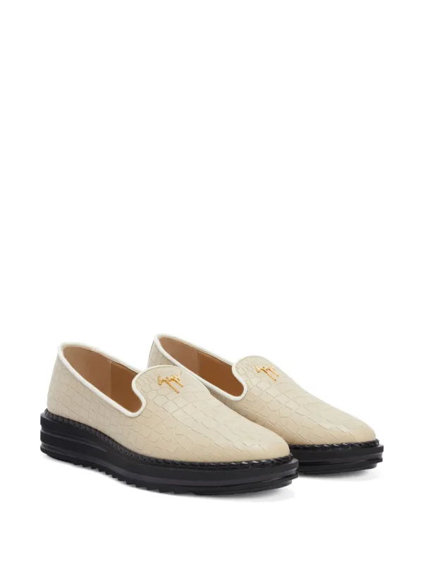 Giuseppe Zanotti Tim logo-lettering Loafers | Neutrals | FARFETCH