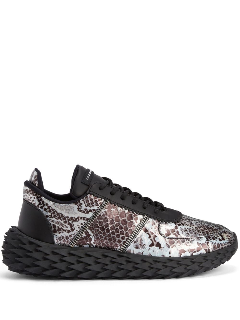 Shop Giuseppe Zanotti Urchin Snakeskin-print Leather Sneakers In Schwarz