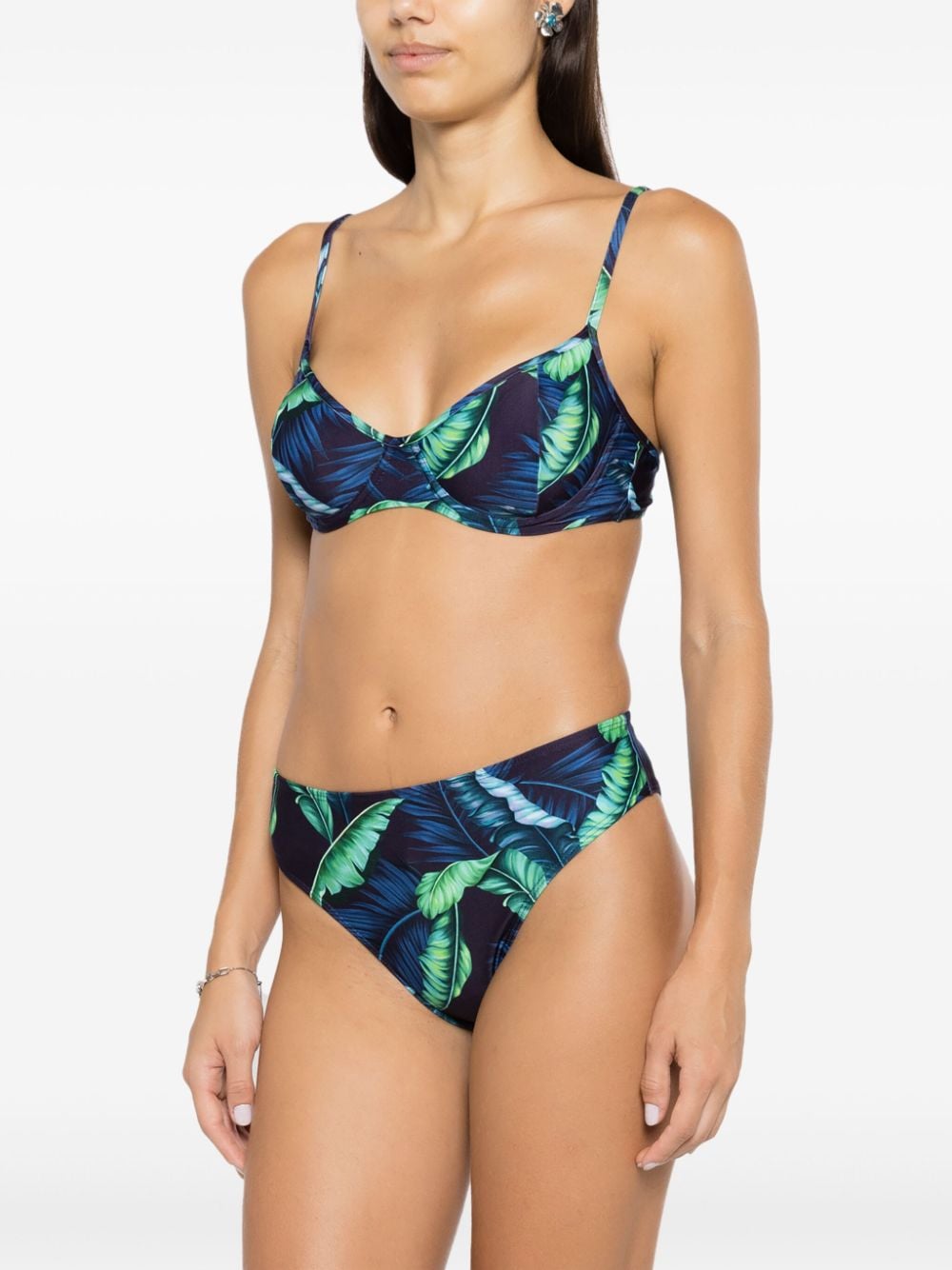 Shop Lygia & Nanny Lilica Leaf-print Bikini In Blue