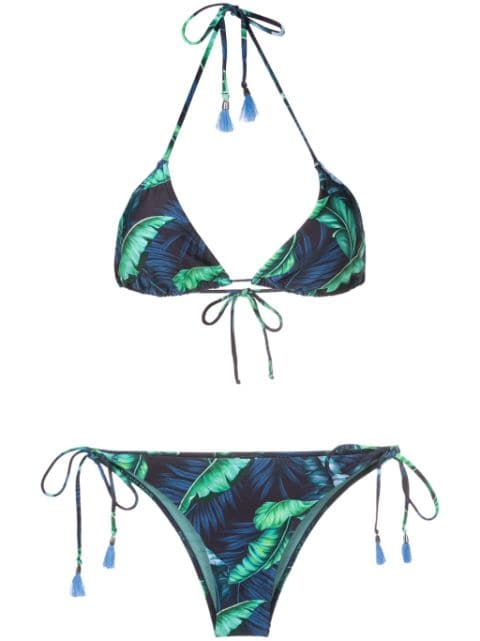 Lygia & Nanny Maya leaf-print triangle bikini