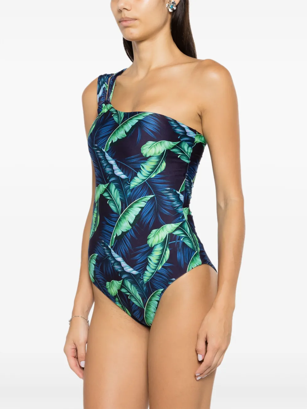 Shop Lygia & Nanny Miusha Leaf-print Swimsuit In Blue