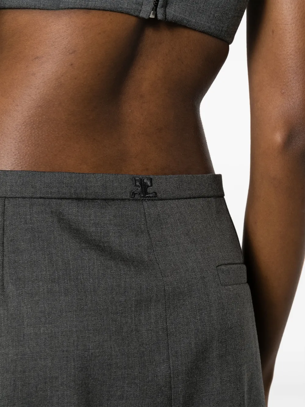 Shop Courrèges Logo-appliqué Trapeze Miniskirt In Grey
