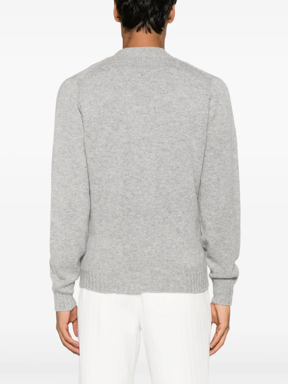 Drumohr Mélange V-neck Wool Cardigan In Grey