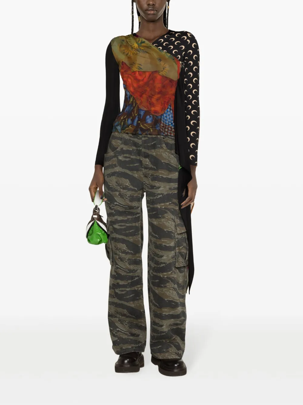 Marine Serre Body Shelter draped top - Zwart