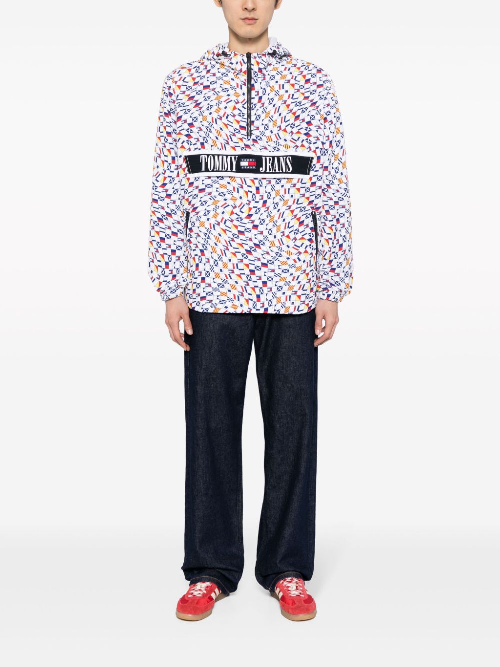 Tommy Jeans Jack met abstracte print en capuchon - Wit