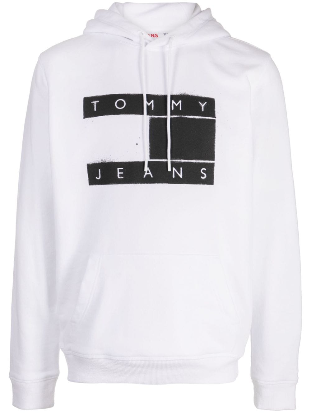 Tommy Jeans Logo-print Long-sleeve Hoodie In White