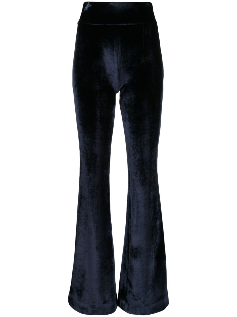 Shop Galvan Pintucked Velvet High-waisted Trousers In Blue