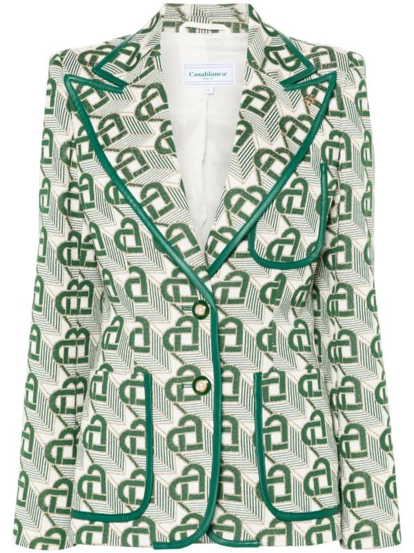 Casablanca Heart-jacquard Peak-lapel Blazer in Green
