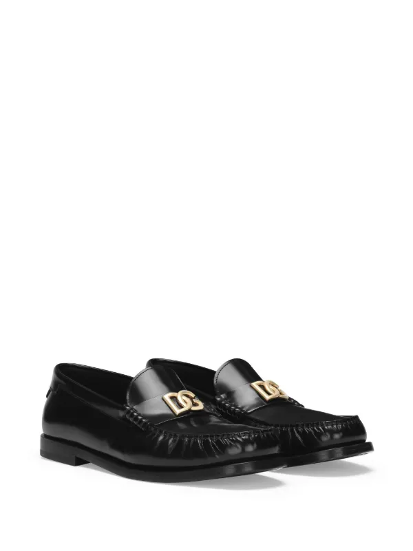 Dolce & Gabbana logo-plaque Leather Loafers | Black | FARFETCH