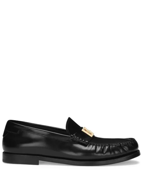 Mocassins en cuir à plaque logo - Dolce & Gabbana - Modalova