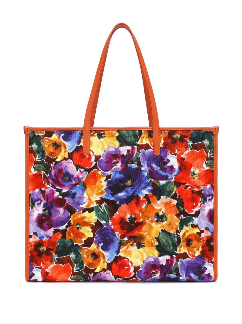 Shop Dolce & Gabbana Floral-print Cotton-blend Shoulder Bag In Red