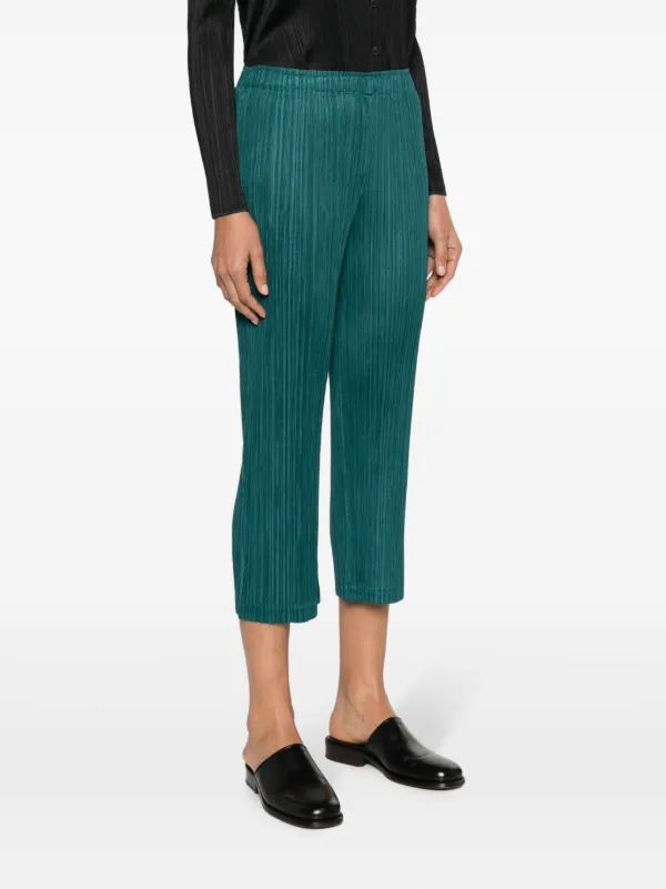 PLEATS PLEASE クロップド パンツ Pleats Please Issey Miyake クロップドパンツ | グリーン