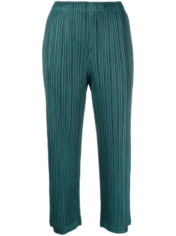 PLEATS PLEASE クロップド パンツ Pleats Please Issey Miyake クロップドパンツ | グリーン