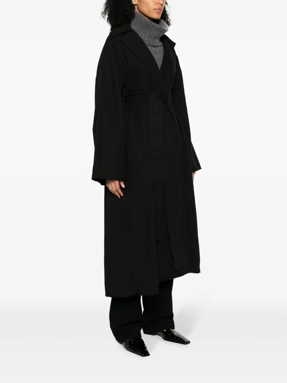 Quira Belted Cotton Blend Trench Coat In Black
