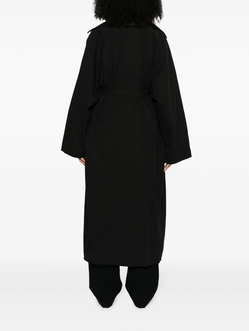 Quira Belted Cotton Blend Trench Coat In Black