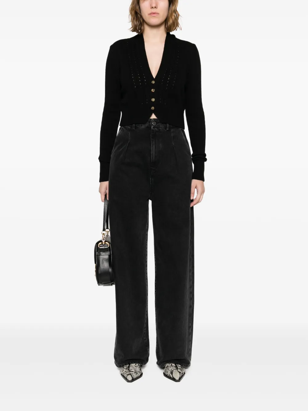 Ermanno Scervino V-neck open-knit cardigan - Zwart