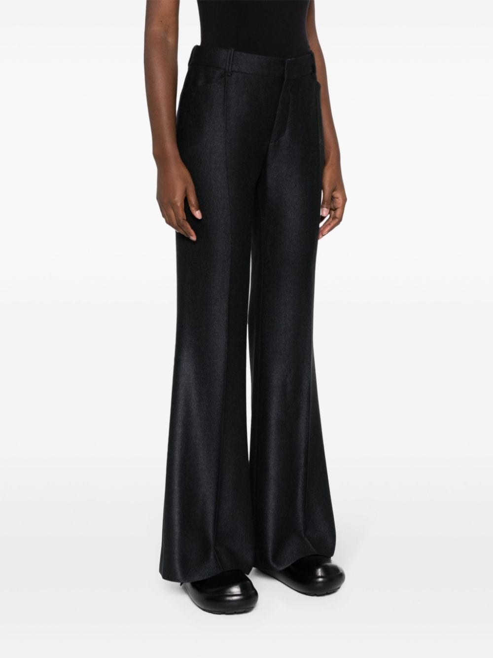Shop Chloé High-waist Flared Trousers In Black