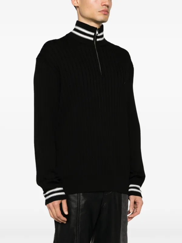 Neil Barrett striped-trim half-zip Jumper | Black | FARFETCH CY Neil Barrett striped-trim half-zip Jumper | Black | FARFETCH CY