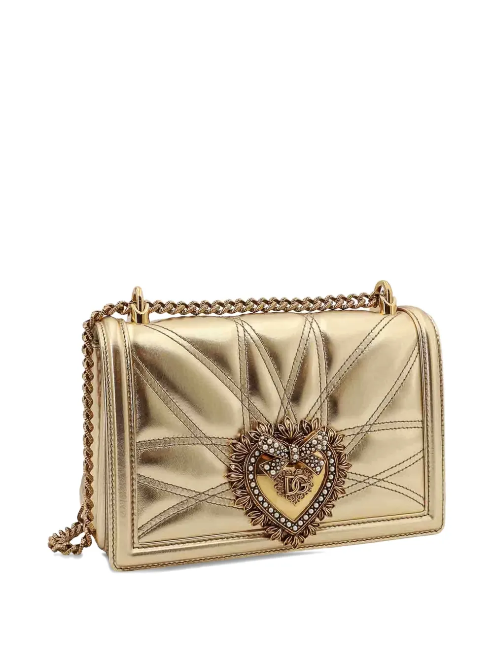 Dolce & Gabbana Medium Devotion Shoulder Bag In Gold