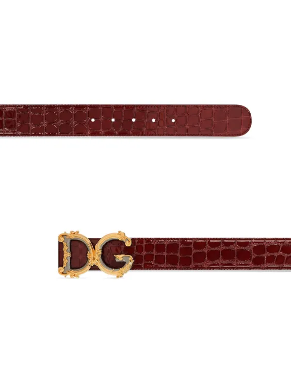 【関税&送料込み】Dolce & Gabbana Calfskin Belt Dolce & Gabbana crocodile-embossed Leather Belt | Brown