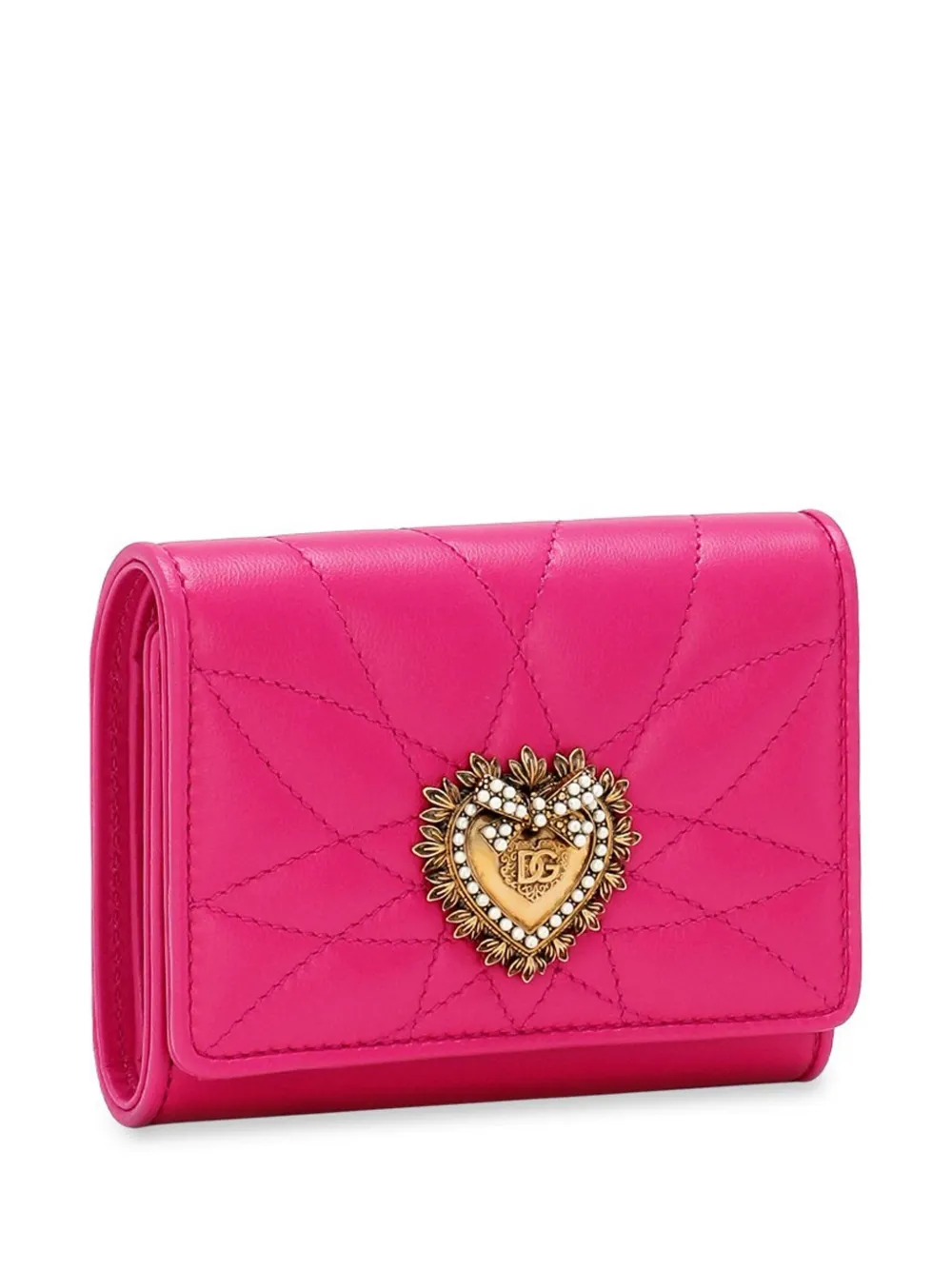 Shop Dolce & Gabbana Small Devotion Leather Wallet In Pink