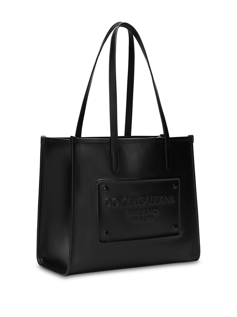 Shop Dolce & Gabbana Shopping Leather Tote Bag In Black