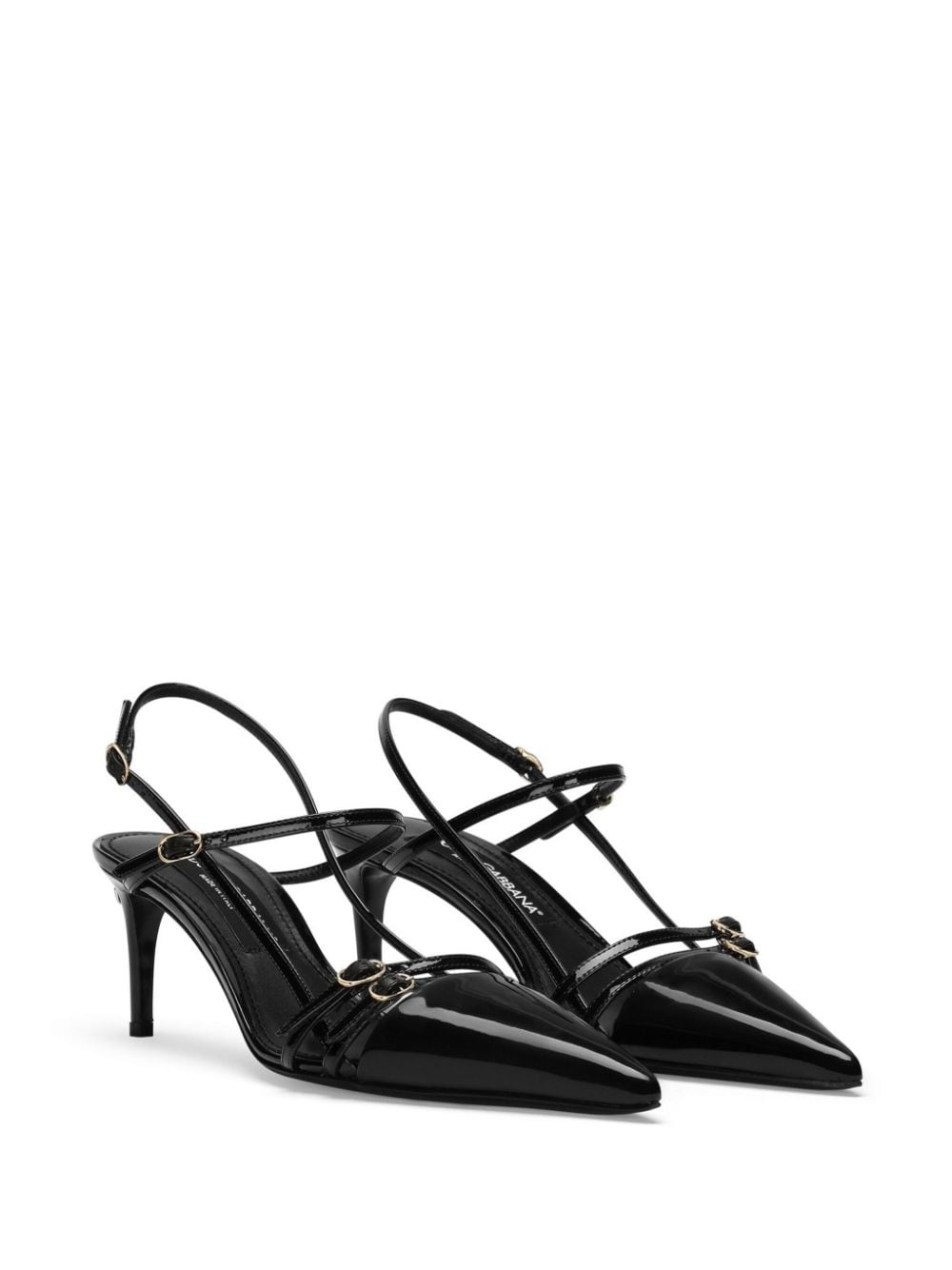 Shop Dolce & Gabbana Dg-plaque Leather Pumps In Black