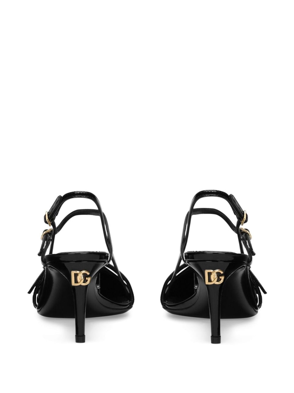 Shop Dolce & Gabbana Dg-plaque Leather Pumps In Black