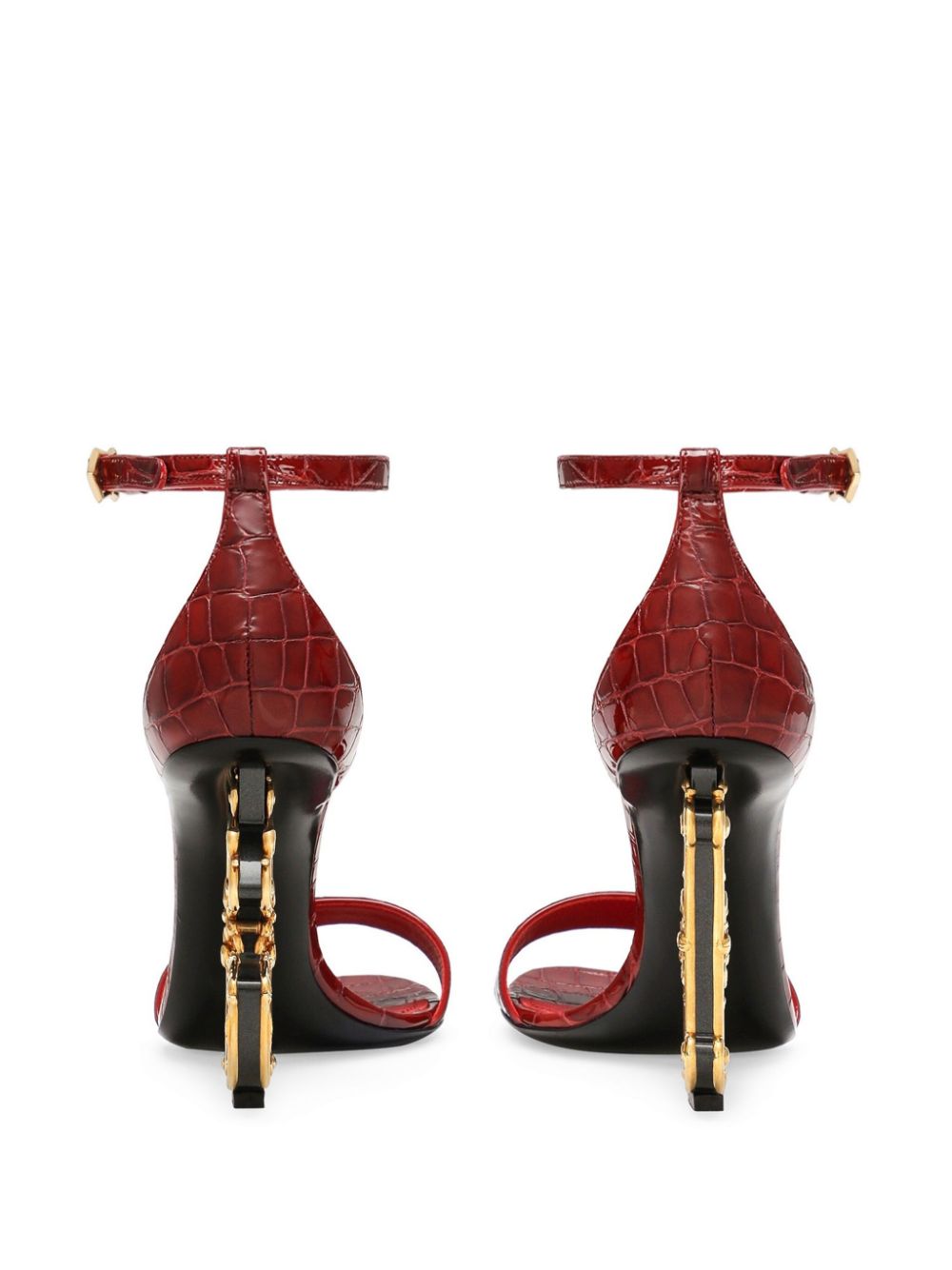 Shop Dolce & Gabbana Baroque Dg-heel Leather Sandals In Red