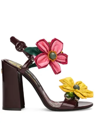 Dolce Gabbana Sandali Con Applicazioni a Fiori Rosso FARFETCH IT