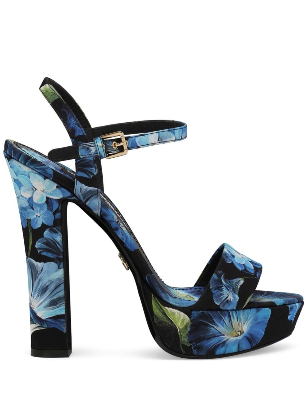 Dolce & Gabbana floral-print charmeuse platform sandals Blue