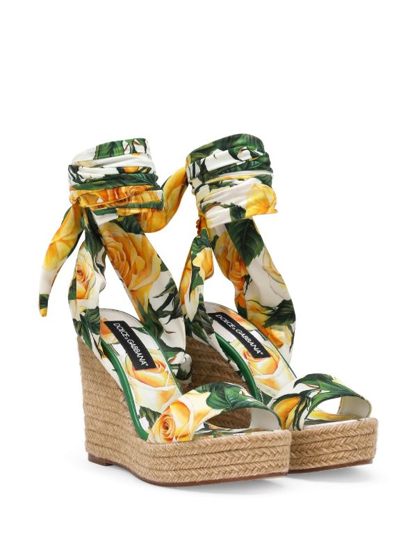 Dolce & Gabbana floral-print Wedge Sandals - Farfetch