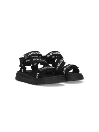 Dolce & Gabbana Kids Branded Grosgrain Sandals | Black | FARFETCH