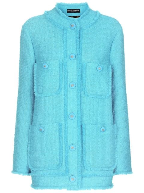 Dolce & Gabbana round-neck buttoned tweed jacket