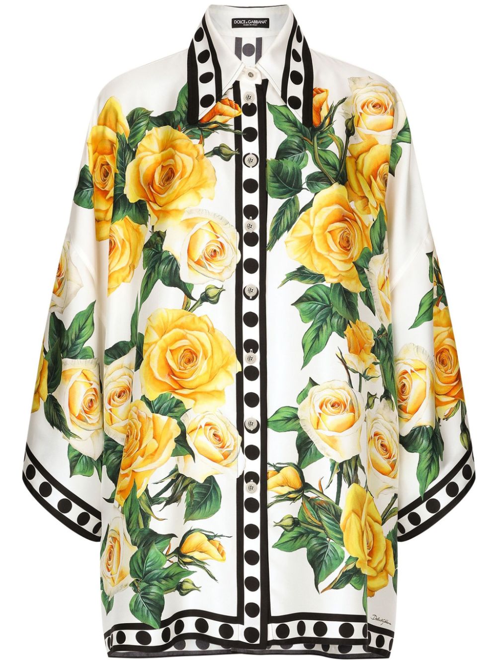 Shop Dolce & Gabbana Floral-print Silk Shirt In White