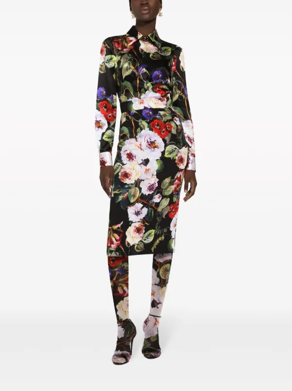 トップス archive dolce&gabbana print long sleeve Dolce & Gabbana floral-print long-sleeve Shirt | Black
