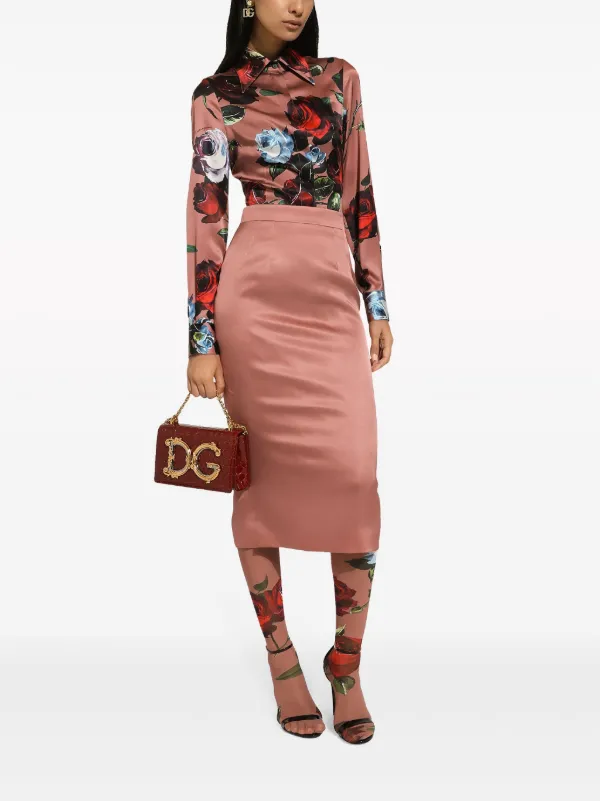 Dolce & Gabbana floral-print stretch-silk Shirt | Pink