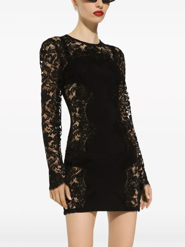semi sheer lace dress ROSEE de MATIN LONG SLEEVE SEMI SHEER LACE DRESS IN White