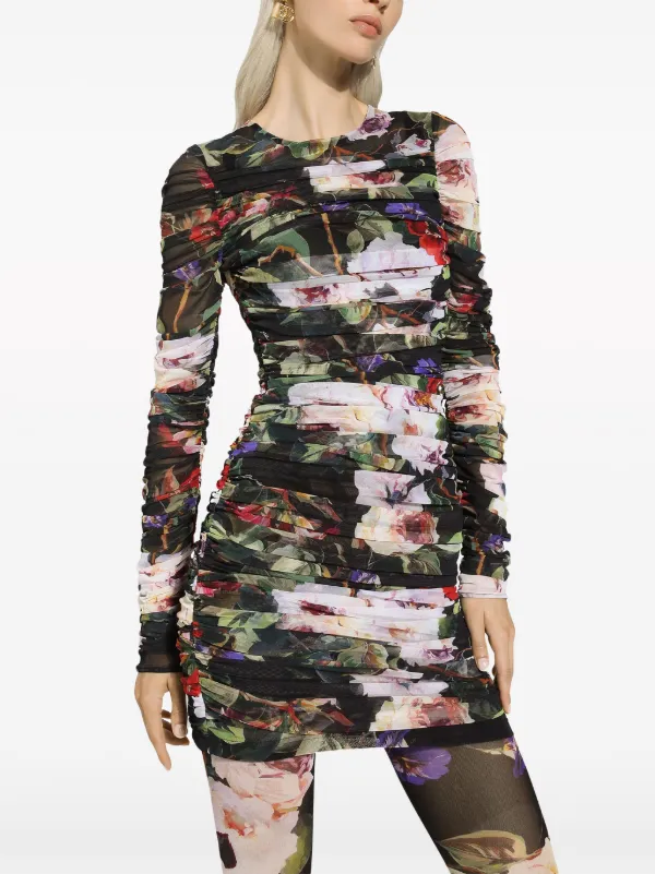 Dolce & Gabbana floral-print Short Dress | Neutrals | FARFETCH