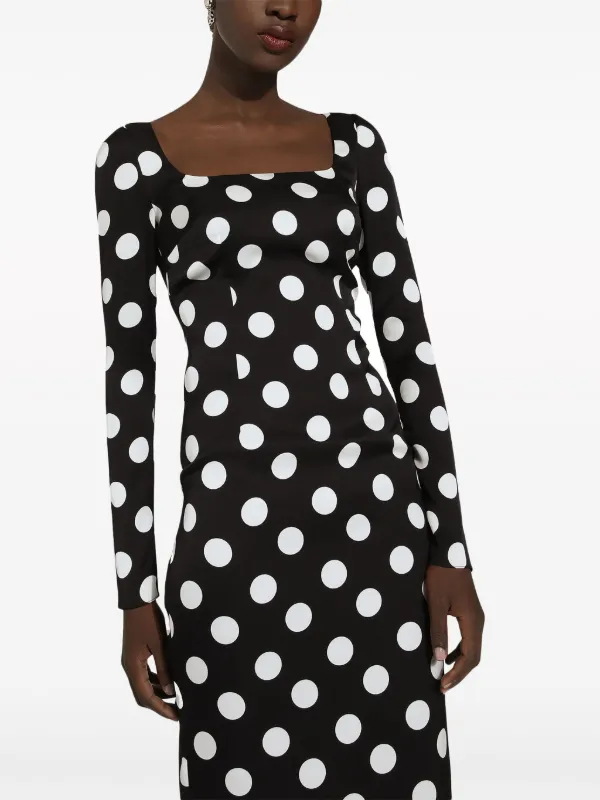 Dolce & Gabbana★素敵！Exclusive Black/White Polka Dot Dress Dolce & Gabbana - Black & White Polka Dot Midi Dress
