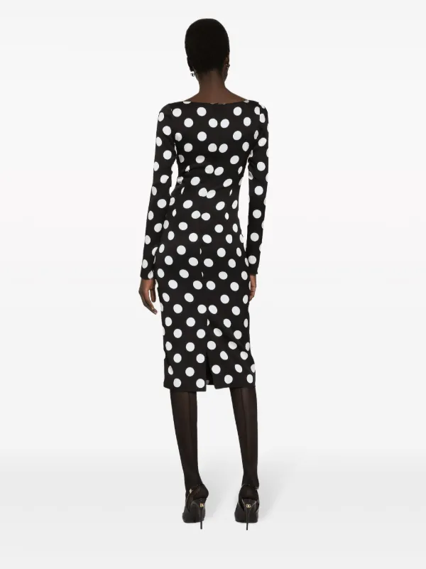 関税送料込Dolce & Gabbana Polka Dot Print Midi Dress Dolce & Gabbana Polka dot-print Midi Dress | Black | FARFETCH